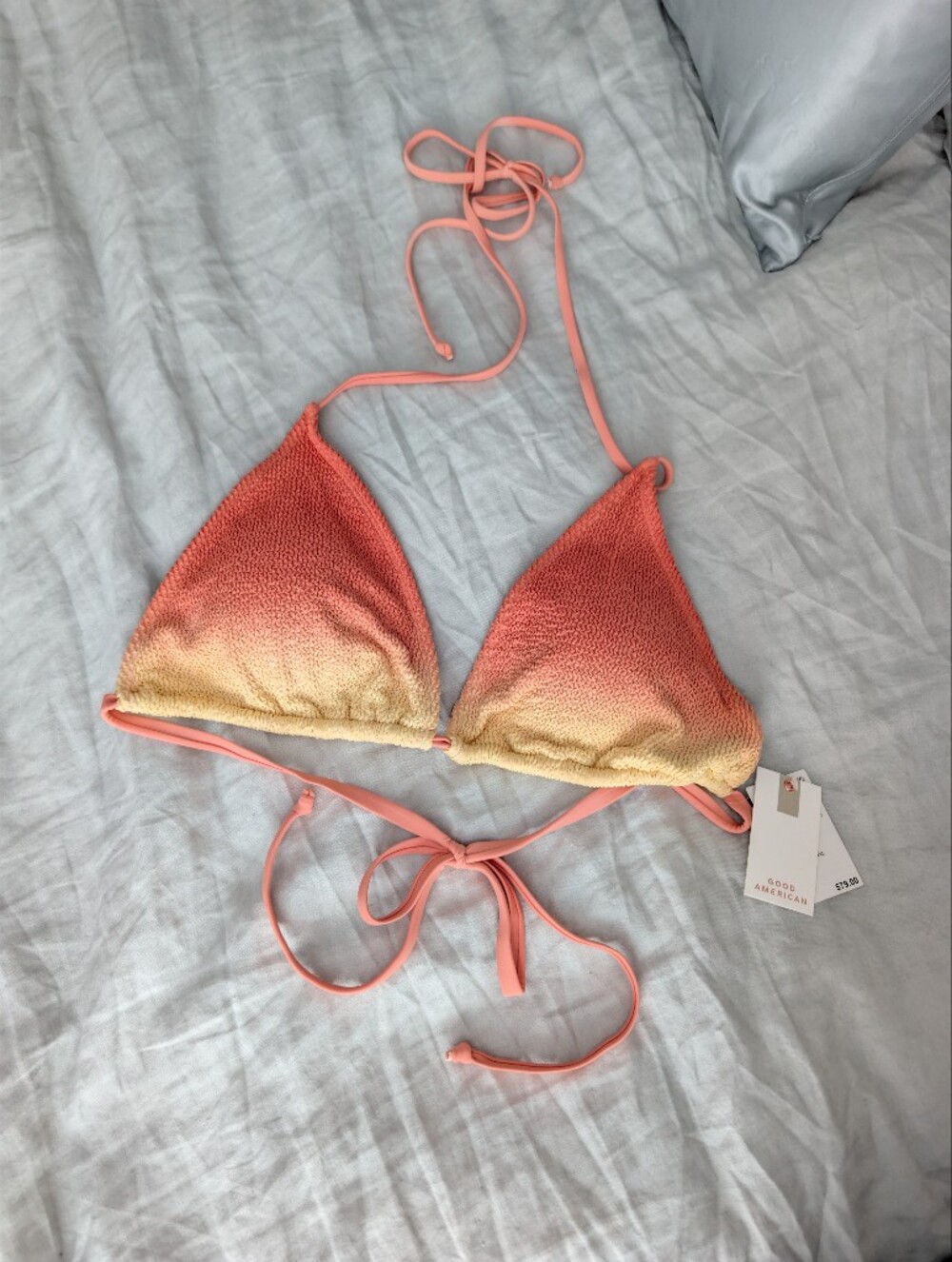 Good American Always Fits Triangle Bikini Top NWT Peach Ring Ombre 4XL/5XL